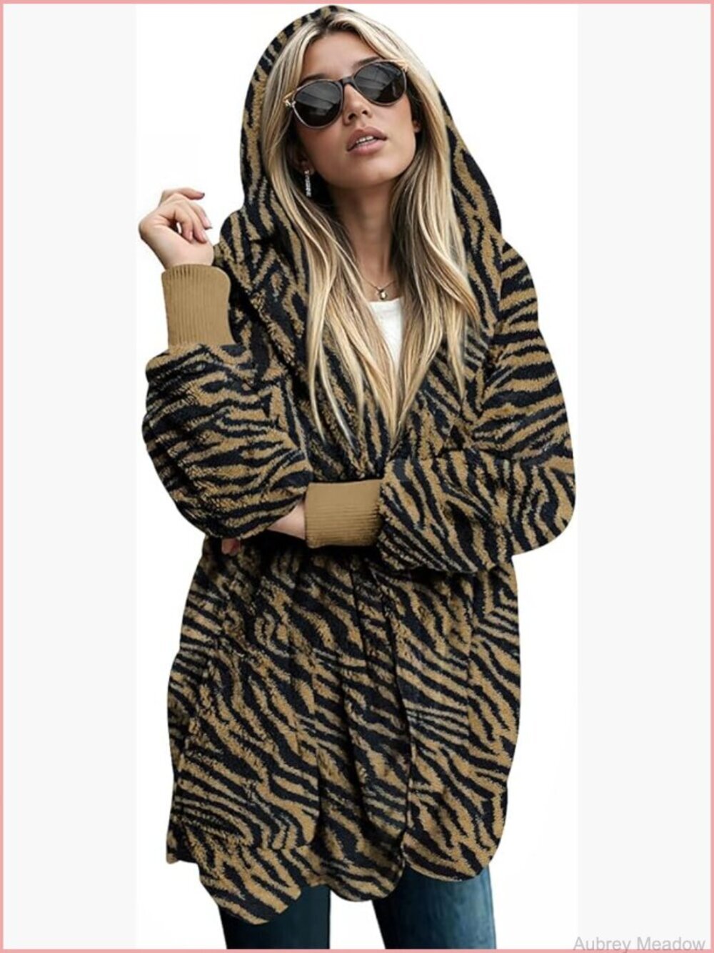 Women's Hooded Fleece Cardigan Jacket Winter Warm Coat with Pockets
